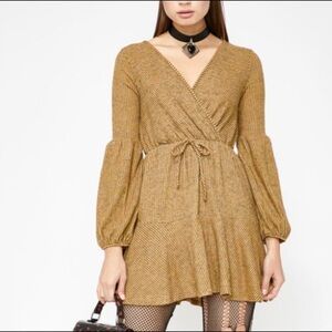 Elegant Tan Wrap Dress